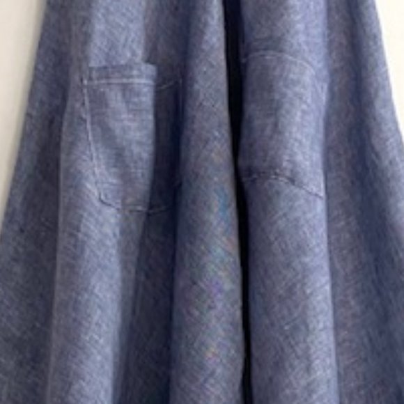 CP Shades Cove Blue Linen Sleeveless V Neck Maxi Dress - Size Small - Picture 12 of 15